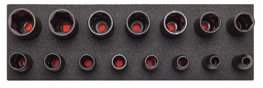 Proto® Foamed 1/2" Drive 15 Piece Deep Impact Socket Set - Black Oxide - 6 Point - Apex Tool & Supply