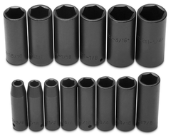 Proto® 1/2" Drive 15 Piece Deep Impact Socket Set - 6 Point - Apex Tool & Supply