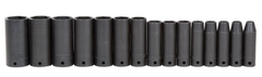 Proto® 1/2" Drive 15 Piece Deep Thin Wall Impact Socket Set - 6 Point - Apex Tool & Supply