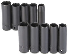 Proto® 1/2" Drive 10 Piece Fractional & Metric Impact Socket Set - 6 Point - Apex Tool & Supply