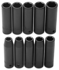 Proto® 1/2" Drive 10 Piece Metric Deep Impact Socket Set - 6 Point - Apex Tool & Supply