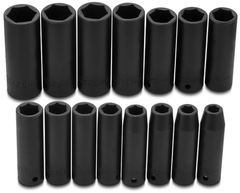 Proto® 1/2" Drive 15 Piece Metric Deep Impact Socket Set - 6 Point - Apex Tool & Supply