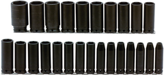 Proto® 1/2" Drive 25 Piece Metric Deep Impact Socket Set - 6 Point - Apex Tool & Supply