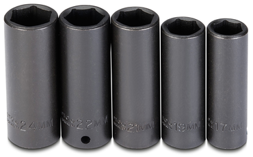 Proto® 1/2" Drive 5 Piece Deep Metric Impact Socket Set - 6 Point - Apex Tool & Supply