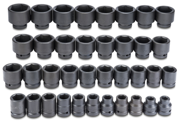 Proto® 1" Drive 37 Piece Impact Socket Set-6 Point - Apex Tool & Supply