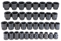Proto® 1" Drive 37 Piece Impact Socket Set-6 Point - Apex Tool & Supply