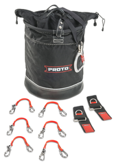 Proto® Tethering D-Ring Lift Bucket (300 lbs Weight Capacity) with D-Ring Wrist Strap System (2) JWS-DR and (6) JLANWR6LB - Apex Tool & Supply