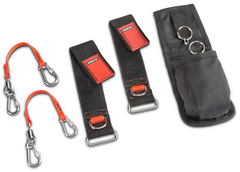 Proto® Tethering D-Ring Pouch Set with Two Pockets, Retractable Lanyard, and D-Ring Wrist Strap System with (2) JWS-DR and (2) JLANWR6LB - Apex Tool & Supply