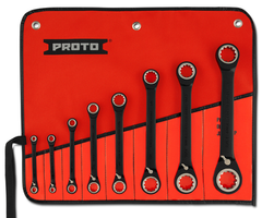 Proto® 8 Piece Black Chrome Double Box Reversible Ratcheting Wrench Set - Spline - Apex Tool & Supply