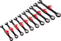 Proto® Tether-Ready 10 Piece Black Chrome Metric Non-Reversible Combination Ratcheting Wrench Set - Spline - Apex Tool & Supply