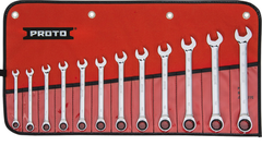 Proto® 12 Piece Full Polish Metric Combination Non-Reversible Ratcheting Wrench Set - 12 Point - Apex Tool & Supply