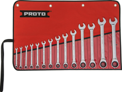 Proto® 14 Piece Full Polish Combination Non-Reversible Ratcheting Wrench Set - 12 Point - Apex Tool & Supply