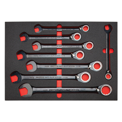 Proto® Foamed 20 Piece Reversible Ratcheting Combination Wrench Set - Black Chrome- Spline - Apex Tool & Supply