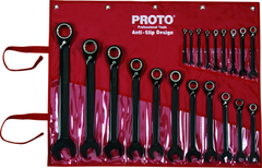 Proto® 20 Piece Black Chrome Reversible Combination Ratcheting Wrench Set - Spline - Apex Tool & Supply