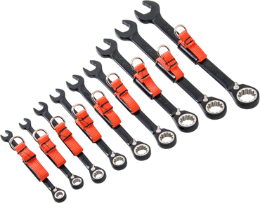 Proto® Tether-Ready 9 Piece Black Chrome Reversible Combination Ratcheting Wrench Set - Spline - Apex Tool & Supply