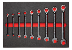 Proto® Foamed 9 Piece Reversible Ratcheting Combination Wrench Set- Black Chrome- Spline - Apex Tool & Supply