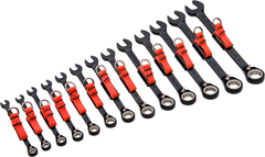Proto® Tether-Ready 13 Piece Black Chrome Reversible Combination Ratcheting Wrench Set - Spline - Apex Tool & Supply