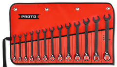 Proto® 13 Piece Black Chrome Reversible Combination Ratcheting Wrench Set - Spline - Apex Tool & Supply