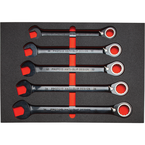 Proto® Foamed 22 Piece Metric Reversible Ratcheting Combination Wrench Set - Black Chrome- Spline - Apex Tool & Supply