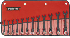 Proto® 12 Piece Black Chrome Metric Combination Locking Flex-Head Ratcheting Wrench Set - Spline - Apex Tool & Supply