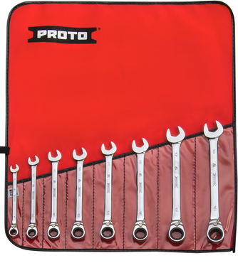 Proto® 8 Piece Full Polish Metric Ratcheting Wrench Set - 12 Point - Apex Tool & Supply