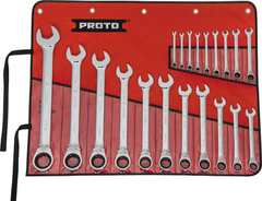 Proto® 20 Piece Full Polish Combination Reversible Ratcheting Wrench Set - 12 Point - Apex Tool & Supply
