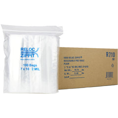7″ × 10″ 2-MIL Clear Reloc Zippit Zipper Bags, Sold per Case of 1000 (10 boxes of 100 per case)
