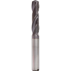 3.7 mm Dia. × 6 mm Shank × 20 mm Flute Length × 62 mm OAL, 3xD, 140°, TiAlN, 2 Flute, Internal, Round Solid Carbide Drill - Exact Industrial Supply