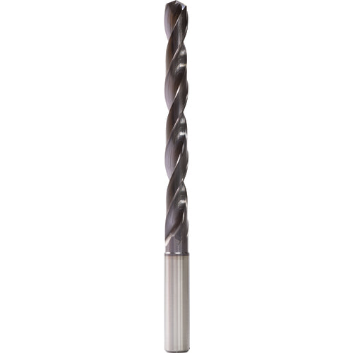 5.9 mm Dia. × 6 mm Shank × 44 mm Flute Length × 82 mm OAL, 5xD, 140°, TiAlN, 2 Flute, Internal, Round Solid Carbide Drill