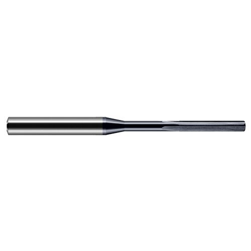 Miniature Reamers - 0.1090″ (7/64″) Reamer Diameter × 0.7500″ (3/4″) Margin Length Carbide Reamer, 4 Flutes, AlTiN Coated - Exact Industrial Supply