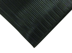 3' x 60' x 3/8" Thick Soft Comfort Mat - Black Standard Ribbed - Apex Tool & Supply