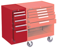 205 Red 5-Drawer Hang-On Cabinet w/ball bearing Drawer slides - For Use With 293, 295 or 297 - Apex Tool & Supply