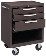 3-Drawer Roller Cabinet w/ball bearing Dwr slides - 35'' x 18'' x 27'' Brown - Apex Tool & Supply