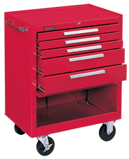 5-Drawer Roller Cabinet w/ball bearing Dwr slides - 35'' x 20'' x 29'' Red - Apex Tool & Supply