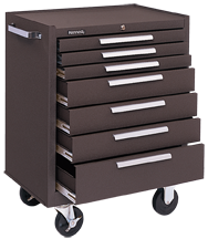 7-Drawer Roller Cabinet w/ball bearing Dwr slides - 35'' x 20'' x 29'' Brown - Apex Tool & Supply