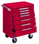 7-Drawer Roller Cabinet w/ball bearing Dwr slides - 35'' x 18'' x 27'' Red - Apex Tool & Supply