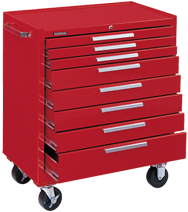 8-Drawer Roller Cabinet w/ball bearing Dwr slides - 40'' x 20'' x 34'' Red - Apex Tool & Supply