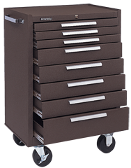 8-Drawer Roller Cabinet w/ball bearing Dwr slides - 39'' x 18'' x 27'' Brown - Apex Tool & Supply