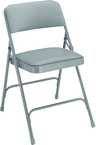 Upholstered Folding Chair - Double Hinges, Double Contoured Back, 2 U-Shaped Riveted Cross Braces, Non-marring Glides; V-Tip Stability Caps; Upholstered 19-mil Vinyl Wrapped Over 1¼" Foam - Apex Tool & Supply