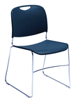 HI-Tech Stack Chair --11 mm Steel Rod Chrome Plated Frame Injection Molded Textured Plastic Non-fading Seat/Back - Navy - Apex Tool & Supply