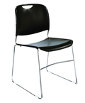 HI-Tech Stack Chair --11 mm Steel Rod Chrome Plated Frame Injection Molded Textured Plastic Non-fading Seat/Back - Black - Apex Tool & Supply