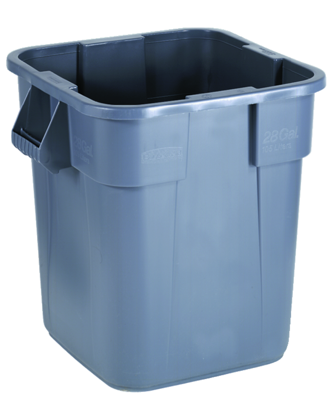 Trash Container - 28 Gallon Square Gray - Apex Tool & Supply