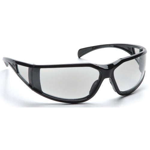 Safety Glasses - Curved Lens, Black Frame, Clear Fog Free - Apex Tool & Supply