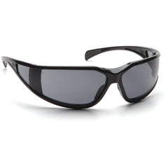 Safety Glasses - Curved Lens, Black Frame, Gray Fog Free - Apex Tool & Supply