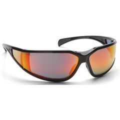 Safety Glasses - Curved Lens, Black Frame, Sky Red Mirror - Apex Tool & Supply