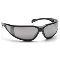 Safety Glasses - Curved Lens, Black Frame, Silver Mirror - Apex Tool & Supply