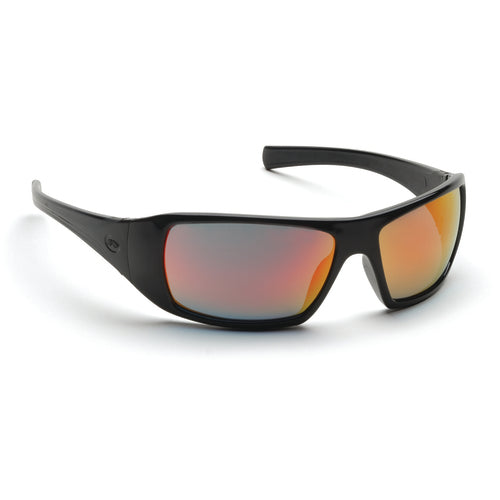 Safety Glasses - Black Frame, Ice Orange Mirror Lens - Apex Tool & Supply