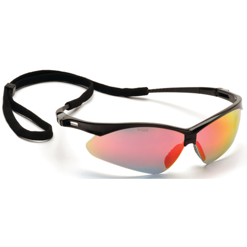 Safety Glasses - Black Frame, Ice Orange Mirror Lens - Apex Tool & Supply