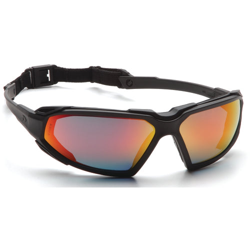 Safety Glasses - Black Frame, Sky Red Mirror Fog Free Lens - Apex Tool & Supply