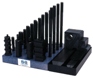 Clamping Set with Steel Blocks - #20210; 5/8-11 Stud Size; 13/16 T-Slot Size - Apex Tool & Supply